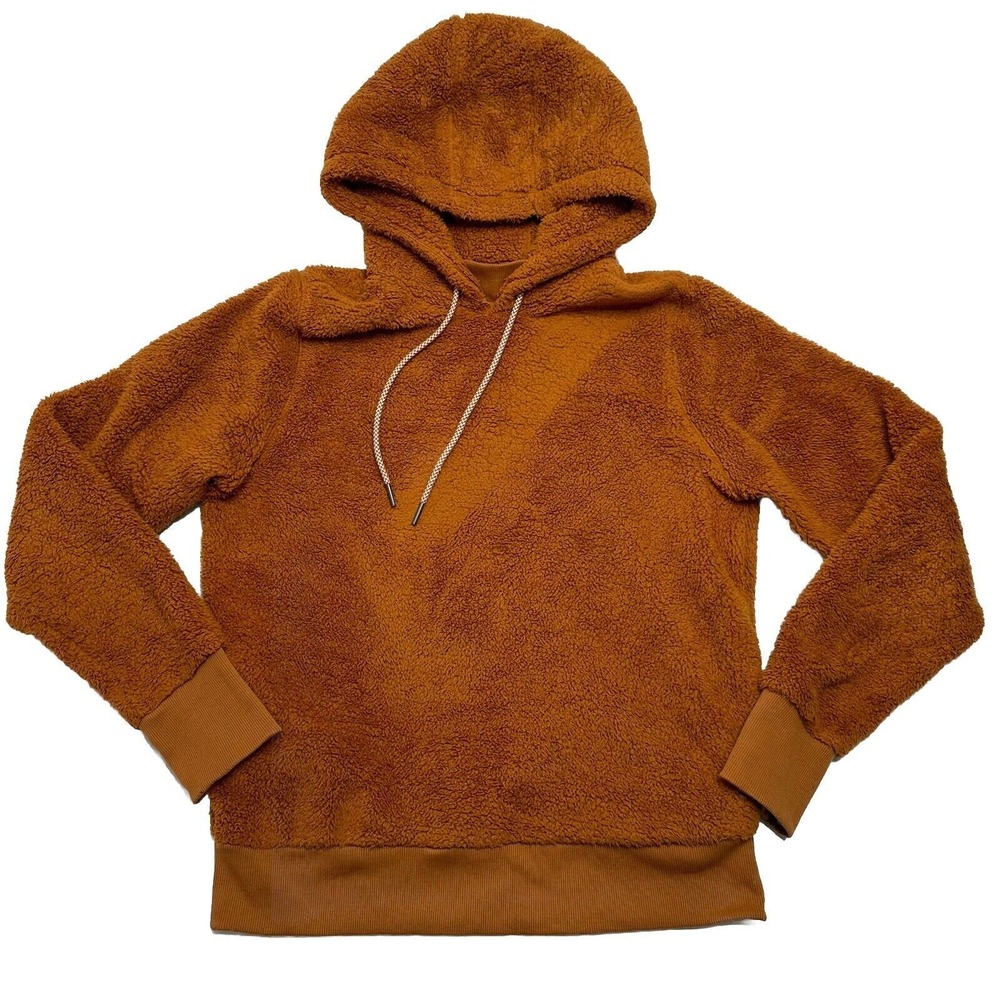 Athleta Hoodie Womens Tugga Sherpa Cattail Brown‎ Thumb Holes Size S Small FLAW